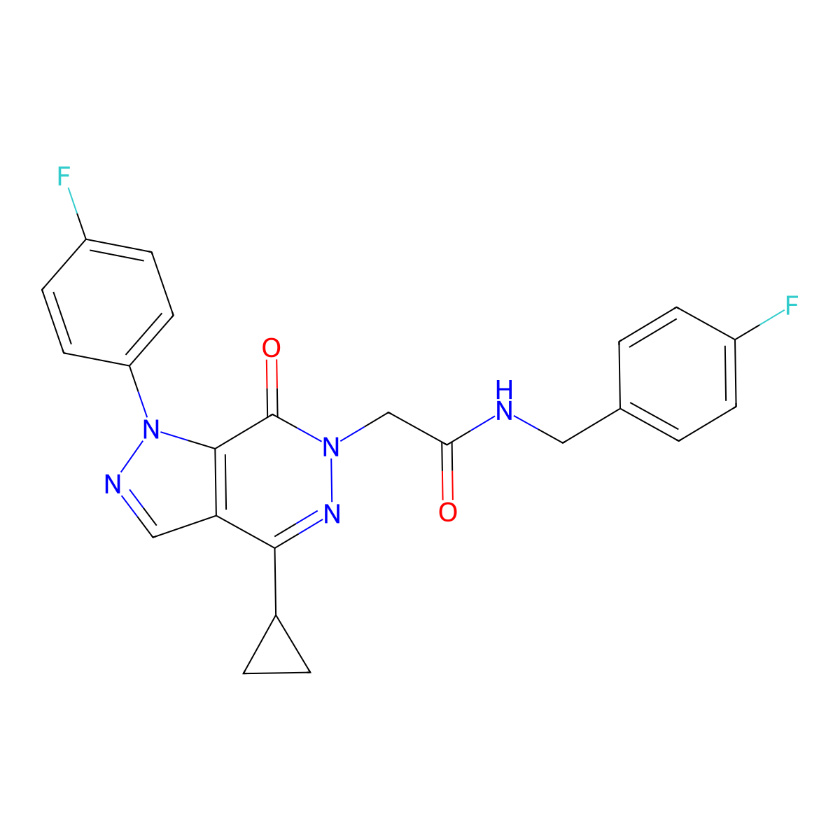 2-(4-cyclopropyl-1-(4-fluorophenyl)-7-oxo-1H-pyrazolo[3,4-d]pyridazin-6(7H)-yl)-N-(4-fluorobenzyl)acetamide molecular structure, CAS 1105201-43-1
