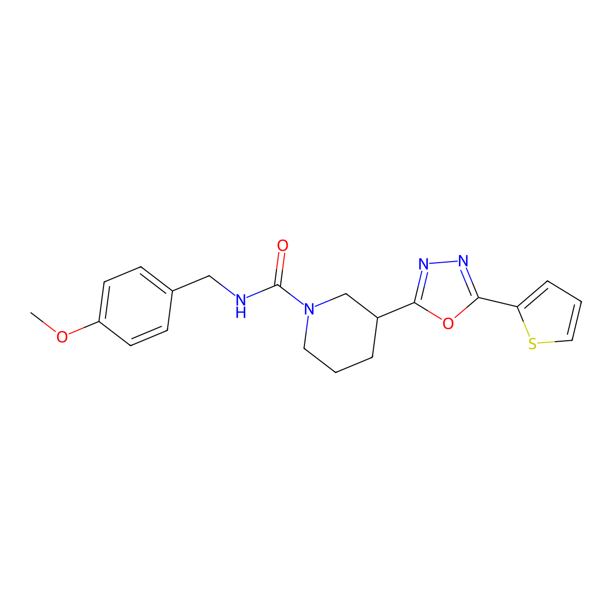 N-(4-methoxybenzyl)-3-(5-(thiophen-2-yl)-1,3,4-oxadiazol-2-yl)piperidine-1-carboxamide molecular structure, CAS 1105201-45-3