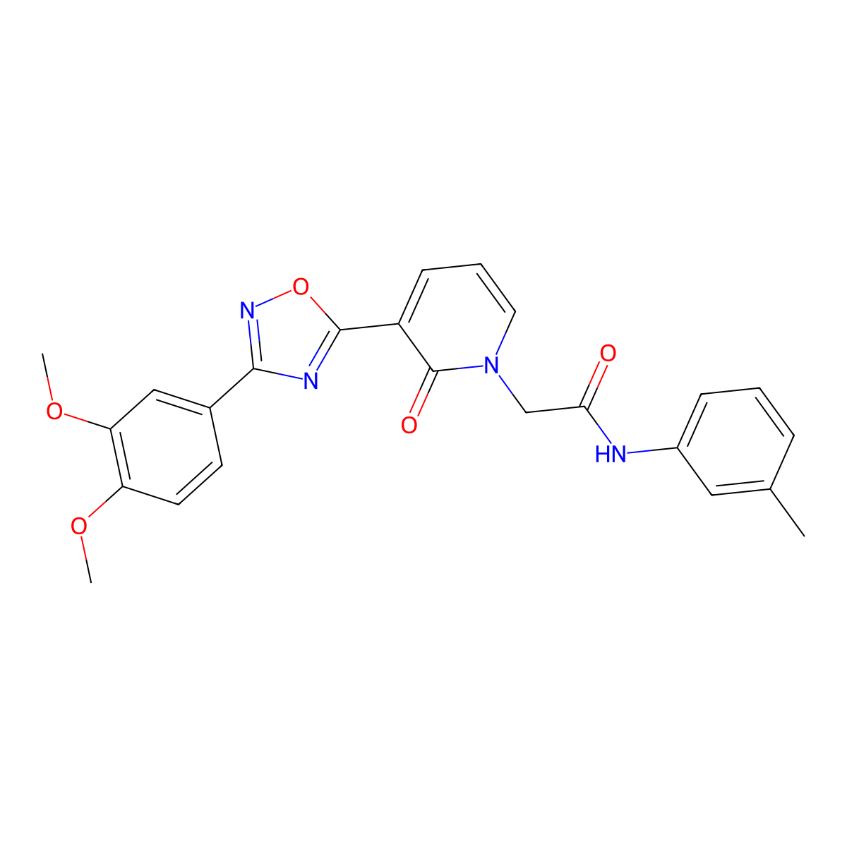 2-{3-[3-(3,4-dimethoxyphenyl)-1,2,4-oxadiazol-5-yl]-2-oxo-1,2-dihydropyridin-1-yl}-N-(3-methylphenyl)acetamide molecular structure, CAS 1105201-46-4