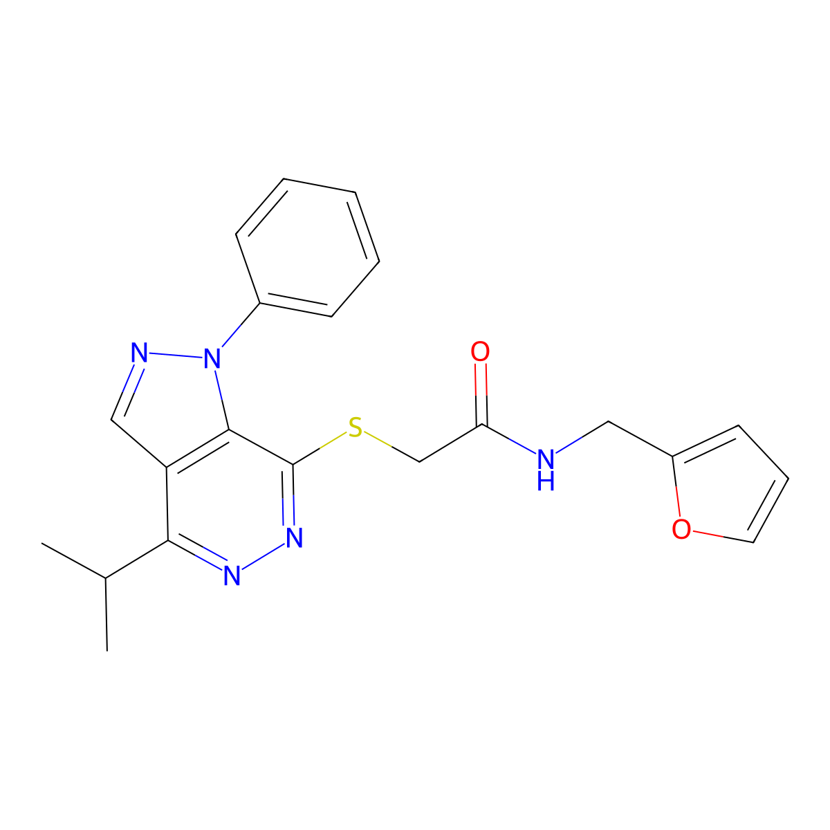 N-(furan-2-ylmethyl)-2-((4-isopropyl-1-phenyl-1H-pyrazolo[3,4-d]pyridazin-7-yl)thio)acetamide molecular structure, CAS 1105201-50-0