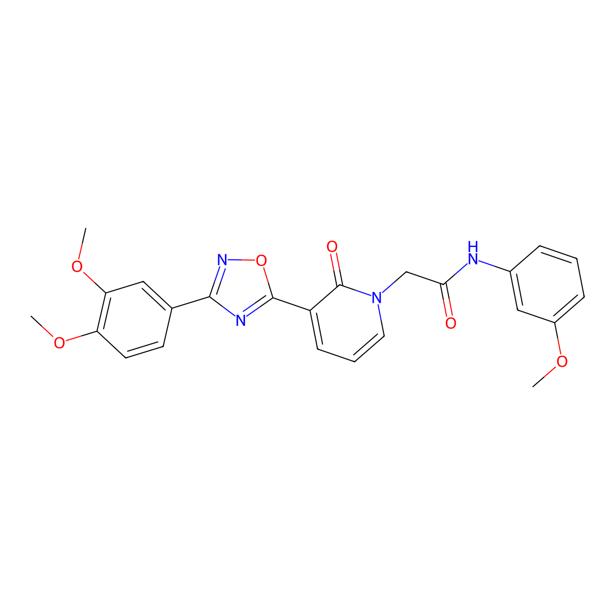 2-(3-(3-(3,4-dimethoxyphenyl)-1,2,4-oxadiazol-5-yl)-2-oxopyridin-1(2H)-yl)-N-(3-methoxyphenyl)acetamide molecular structure, CAS 1105201-62-4