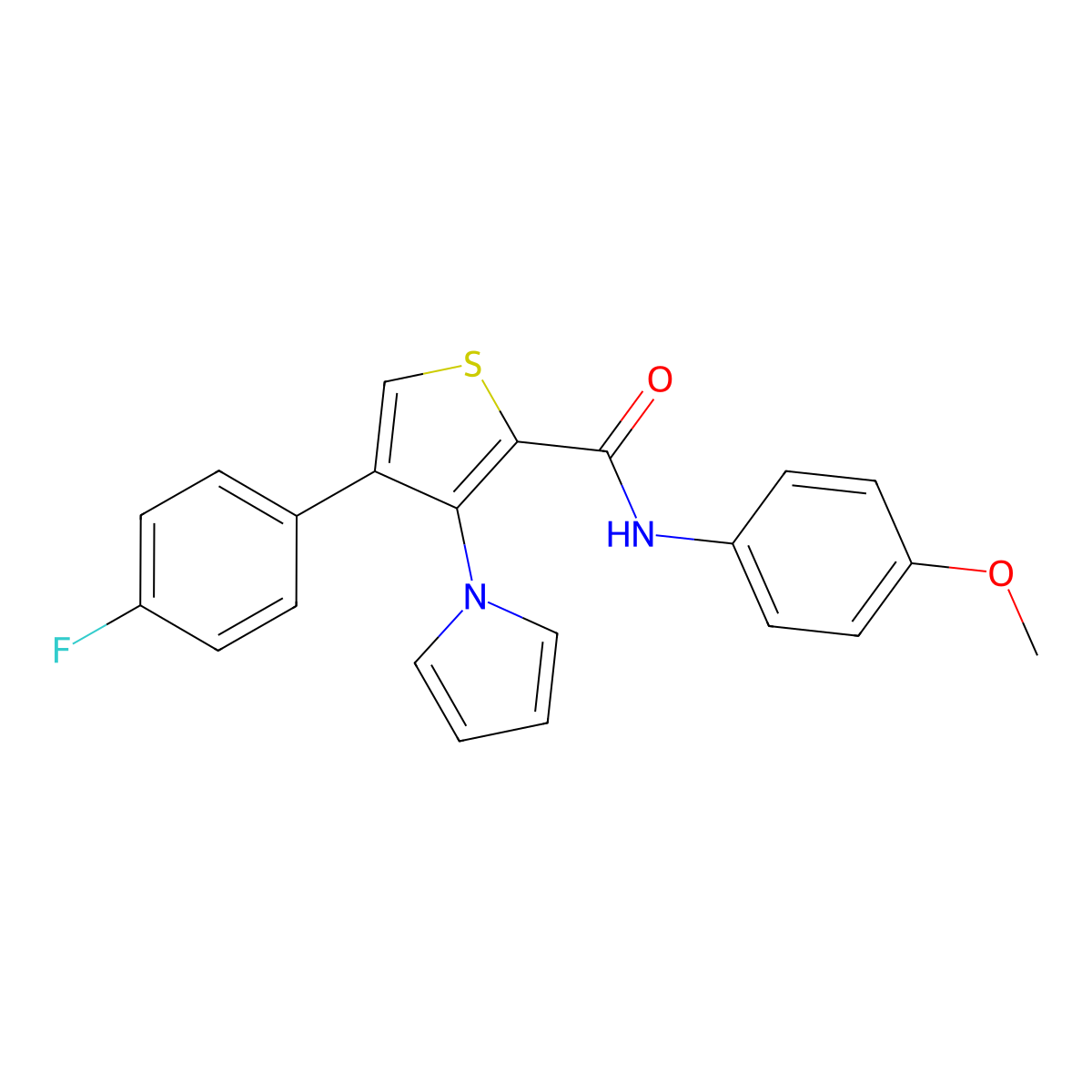 4-(4-fluorophenyl)-N-(4-methoxyphenyl)-3-(1H-pyrrol-1-yl)thiophene-2-carboxamide molecular structure, CAS 1105201-63-5