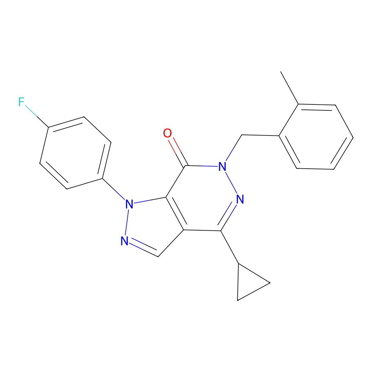 4-cyclopropyl-1-(4-fluorophenyl)-6-(2-methylbenzyl)-1H-pyrazolo[3,4-d]pyridazin-7(6H)-one molecular structure, CAS 1105201-67-9