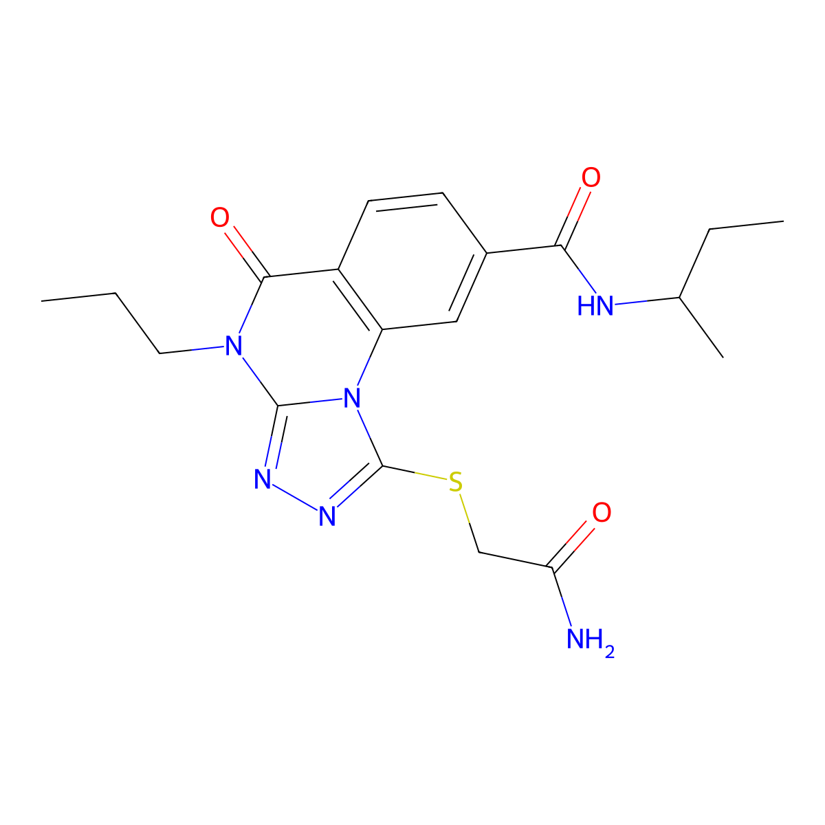 N-(butan-2-yl)-1-[(carbamoylmethyl)sulfanyl]-5-oxo-4-propyl-4H,5H-[1,2,4]triazolo[4,3-a]quinazoline-8-carboxamide molecular structure, CAS 1105201-79-3