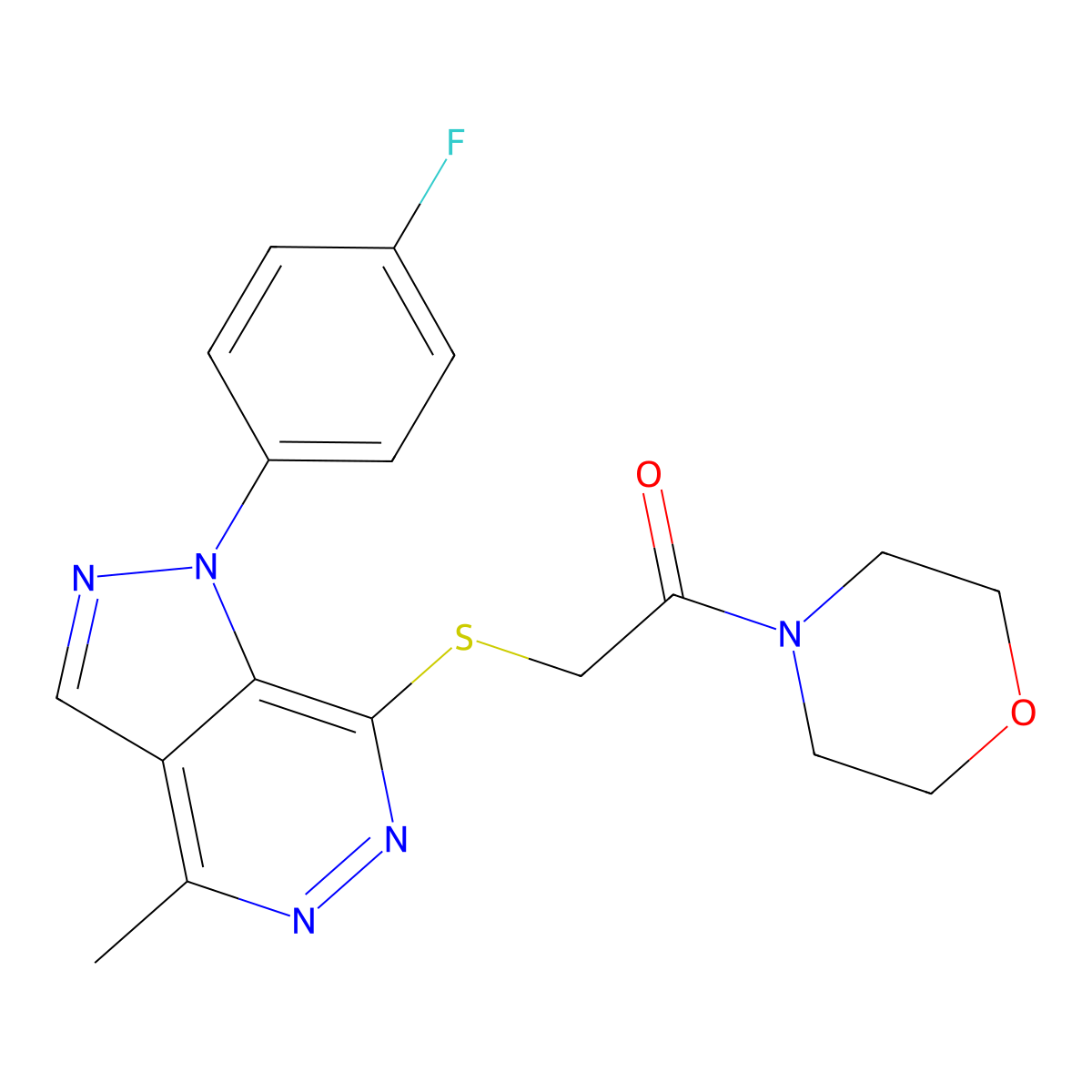2-((1-(4-fluorophenyl)-4-methyl-1H-pyrazolo[3,4-d]pyridazin-7-yl)thio)-1-morpholinoethanone molecular structure, CAS 1105201-82-8