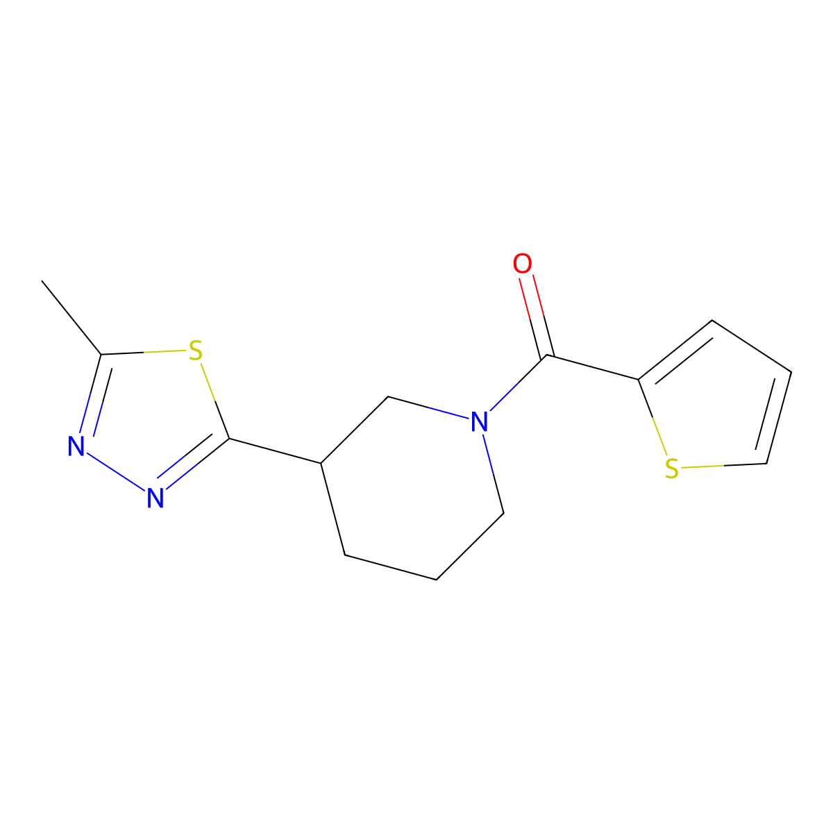 (3-(5-Methyl-1,3,4-thiadiazol-2-yl)piperidin-1-yl)(thiophen-2-yl)methanone molecular structure, CAS 1105201-85-1