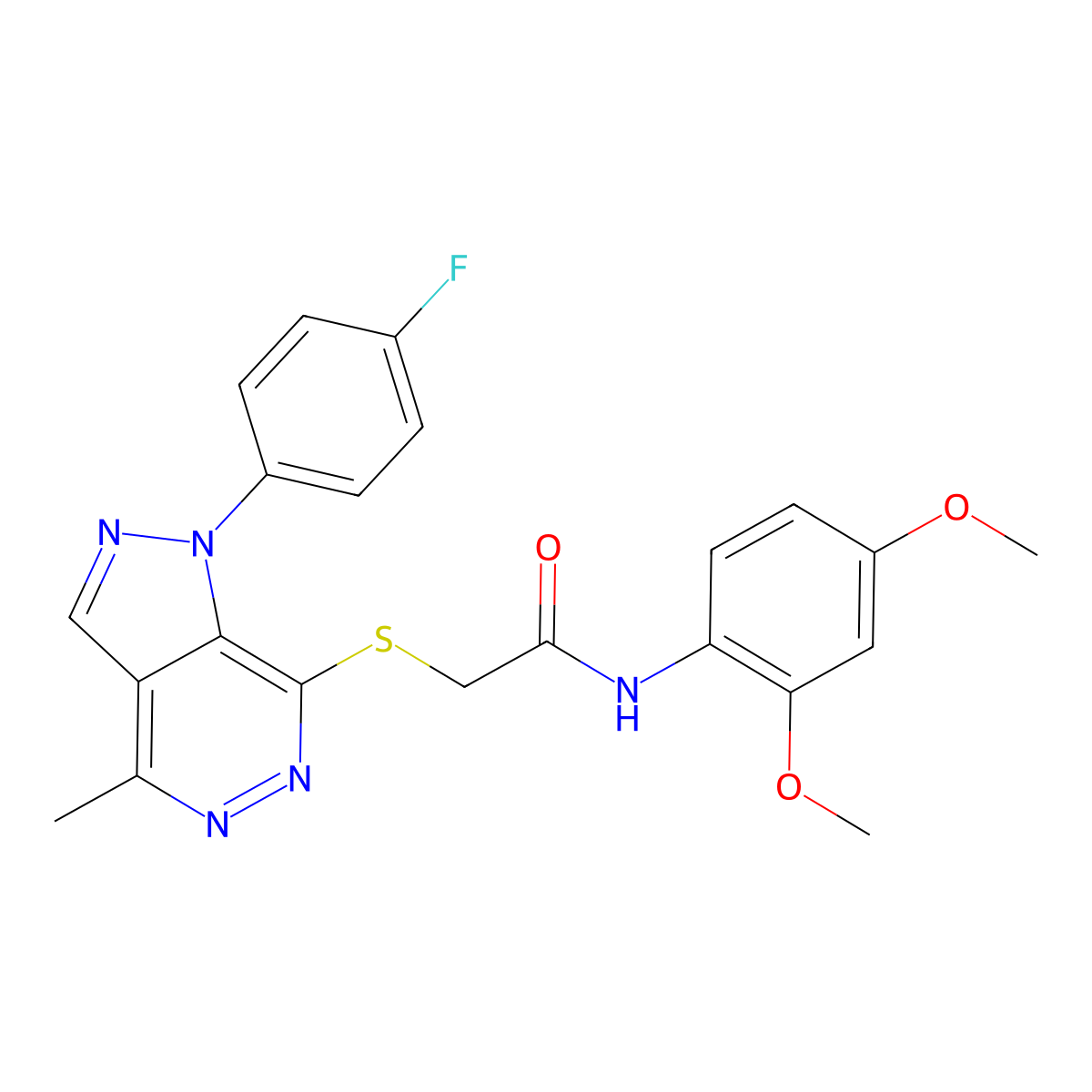 N-(2,4-dimethoxyphenyl)-2-((1-(4-fluorophenyl)-4-methyl-1H-pyrazolo[3,4-d]pyridazin-7-yl)thio)acetamide molecular structure, CAS 1105201-98-6