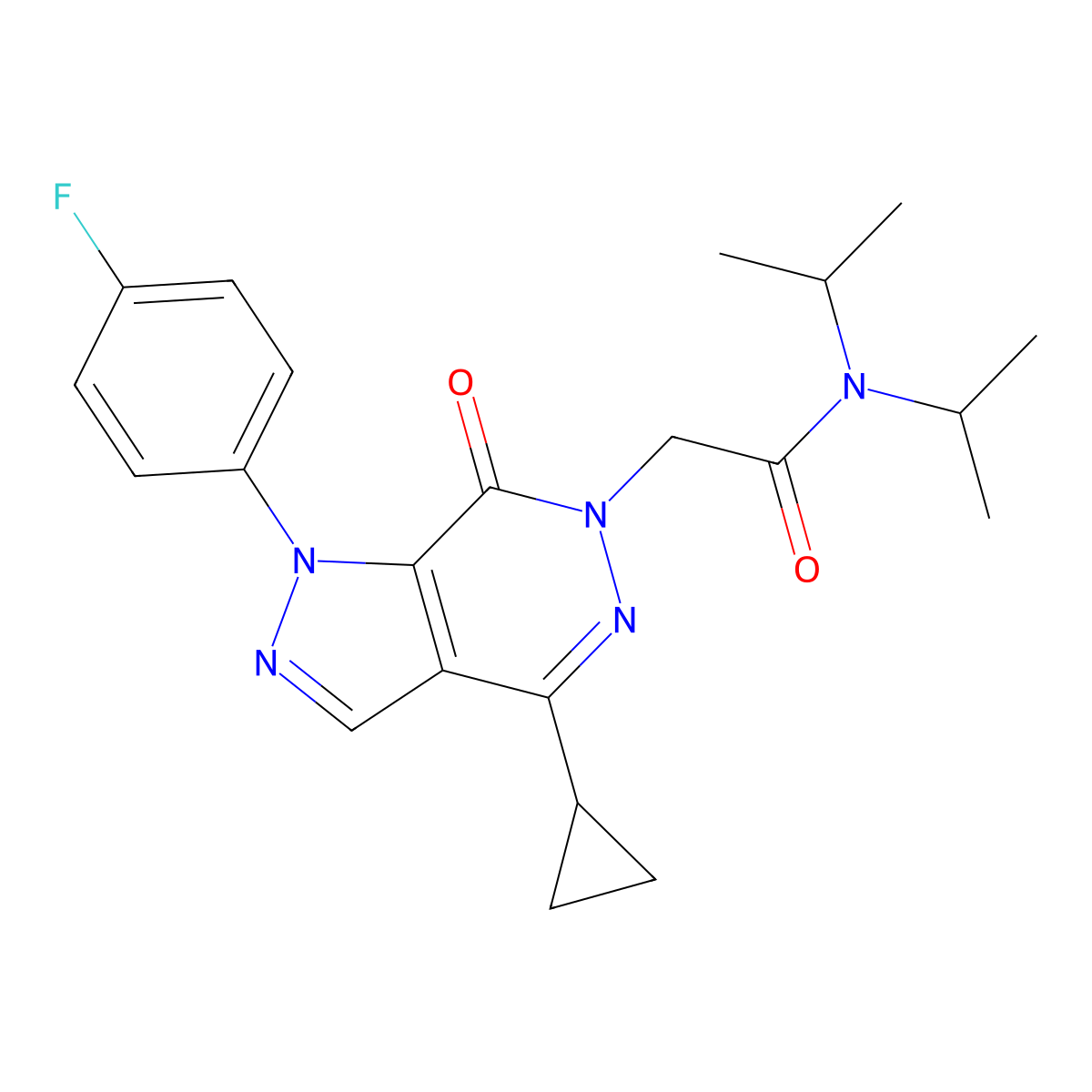 2-(4-cyclopropyl-1-(4-fluorophenyl)-7-oxo-1H-pyrazolo[3,4-d]pyridazin-6(7H)-yl)-N,N-diisopropylacetamide molecular structure, CAS 1105201-99-7