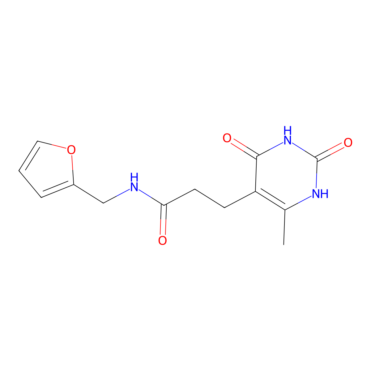 N-(furan-2-ylmethyl)-3-(6-methyl-2,4-dioxo-1,2,3,4-tetrahydropyrimidin-5-yl)propanamide molecular structure, CAS 1105202-00-3