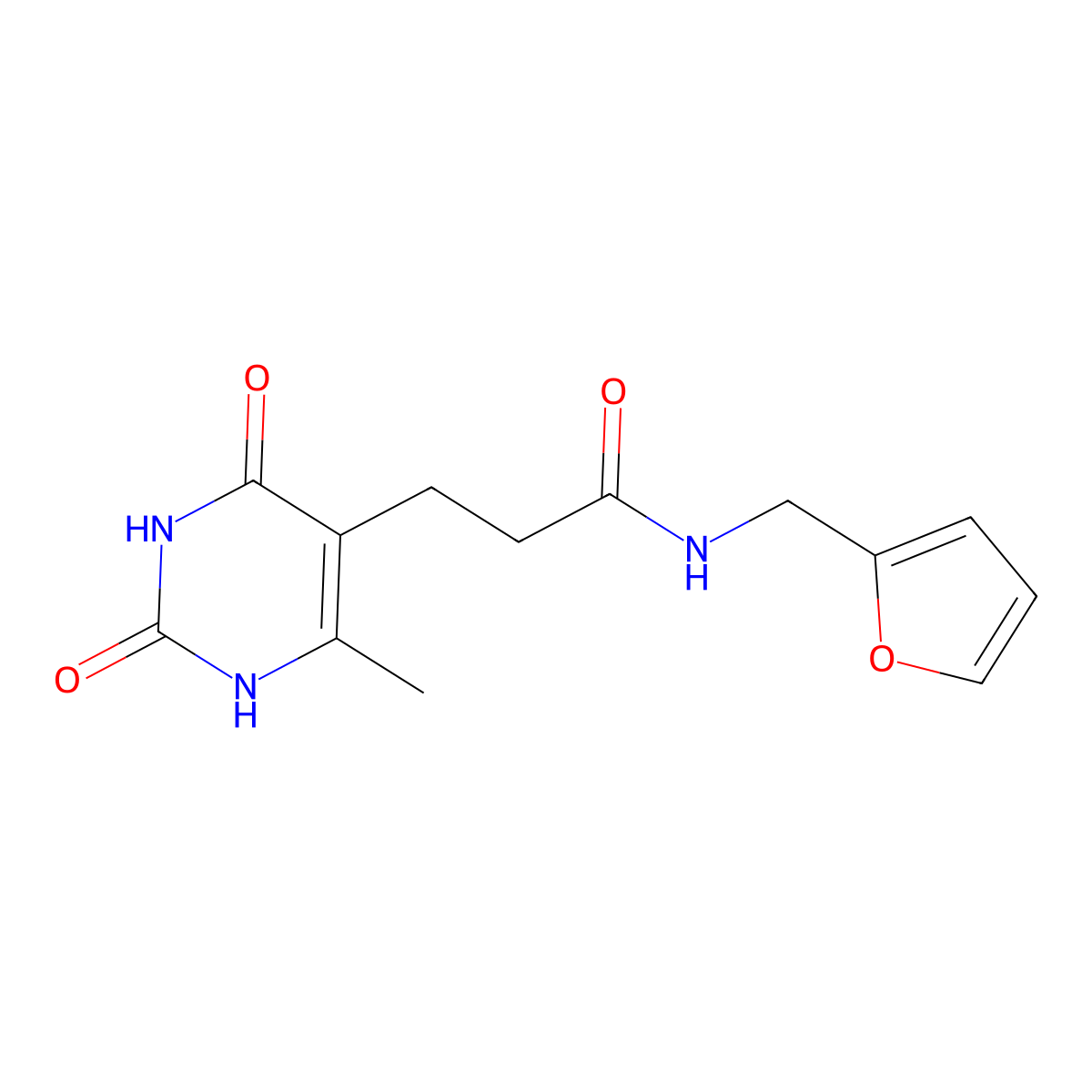 N-(furan-2-ylmethyl)-3-(6-methyl-2,4-dioxo-1,2,3,4-tetrahydropyrimidin-5-yl)propanamide molecular structure, CAS 1105202-00-3