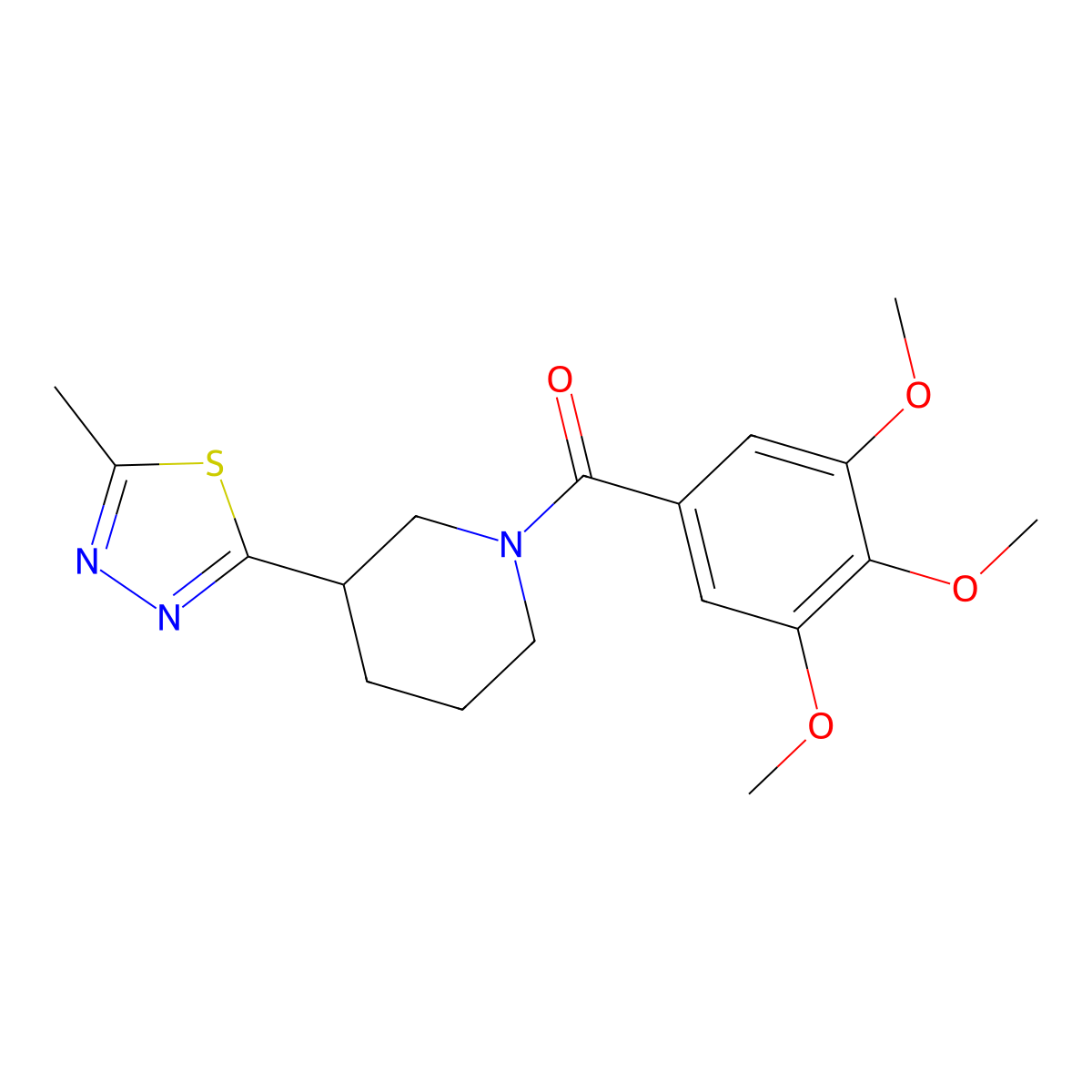 (3-(5-Methyl-1,3,4-thiadiazol-2-yl)piperidin-1-yl)(3,4,5-trimethoxyphenyl)methanone molecular structure, CAS 1105202-01-4
