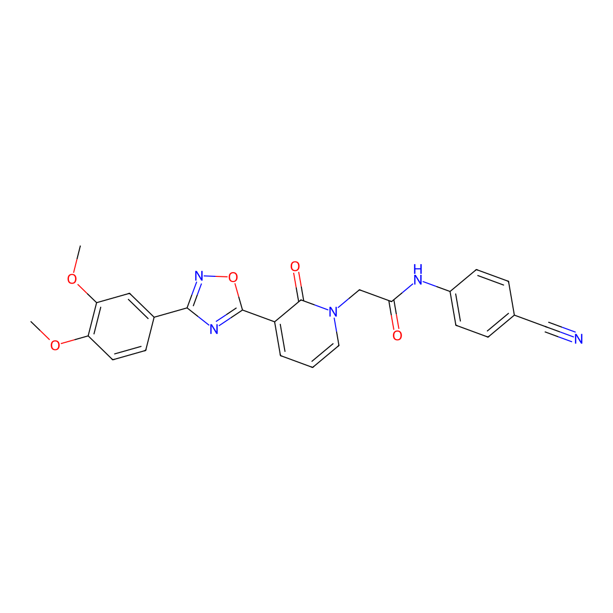 N-(4-cyanophenyl)-2-(3-(3-(3,4-dimethoxyphenyl)-1,2,4-oxadiazol-5-yl)-2-oxopyridin-1(2H)-yl)acetamide molecular structure, CAS 1105202-02-5