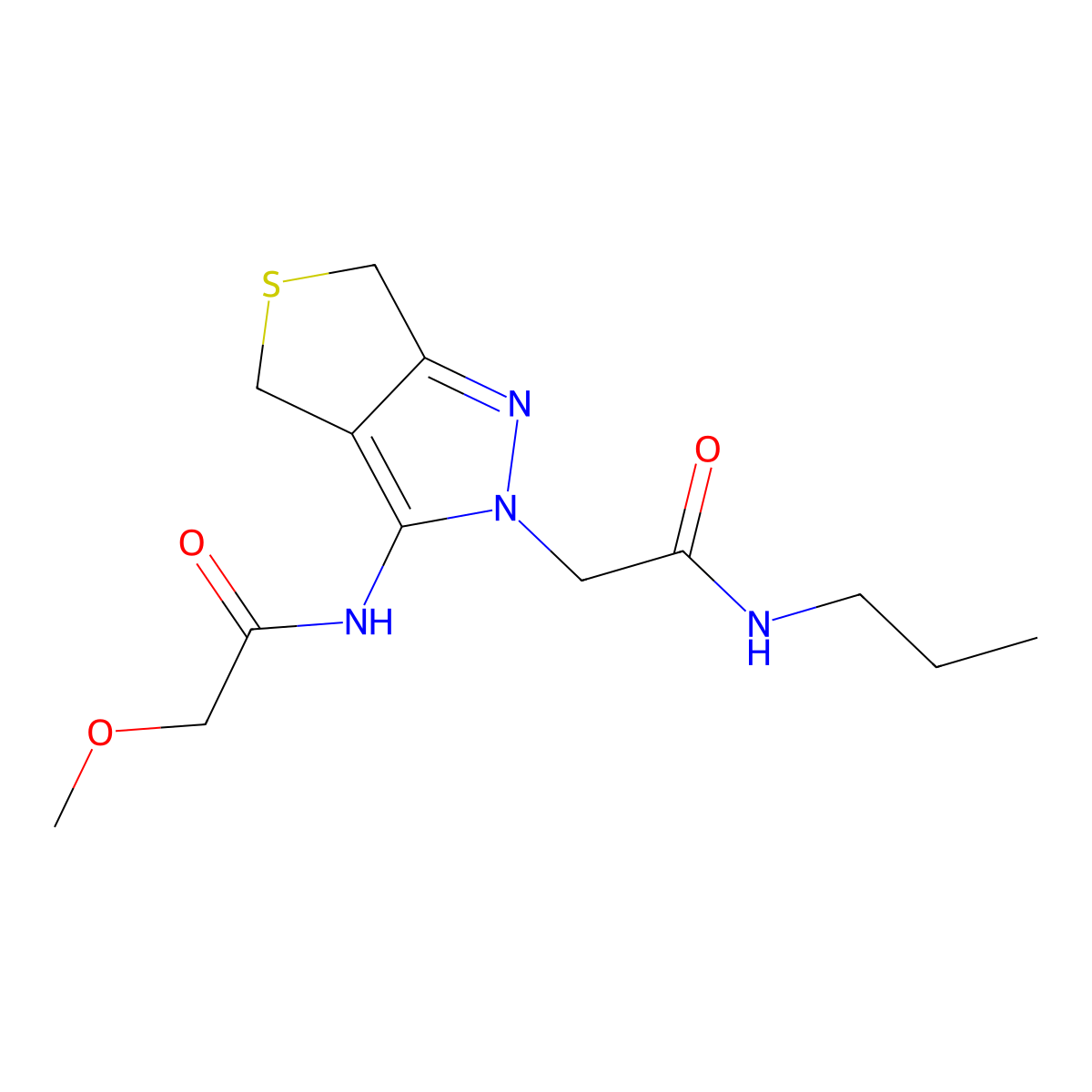 2-methoxy-N-(2-(2-oxo-2-(propylamino)ethyl)-4,6-dihydro-2H-thieno[3,4-c]pyrazol-3-yl)acetamide molecular structure, CAS 1105202-03-6