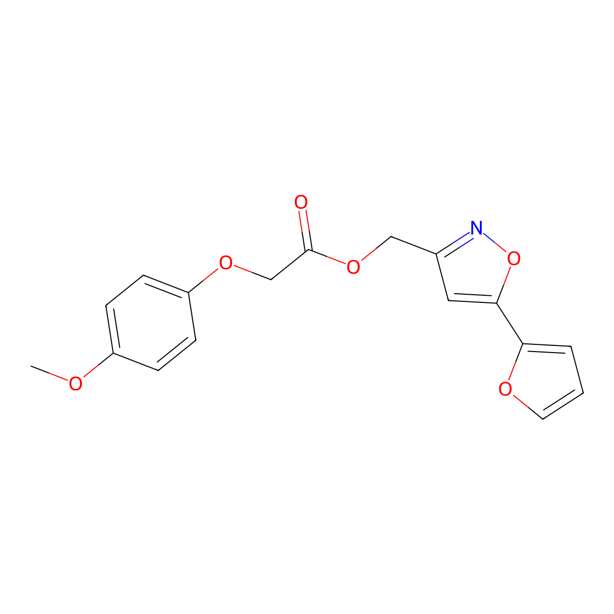 [5-(Furan-2-yl)-1,2-oxazol-3-yl]methyl 2-(4-methoxyphenoxy)acetate molecular structure, CAS 1105202-04-7