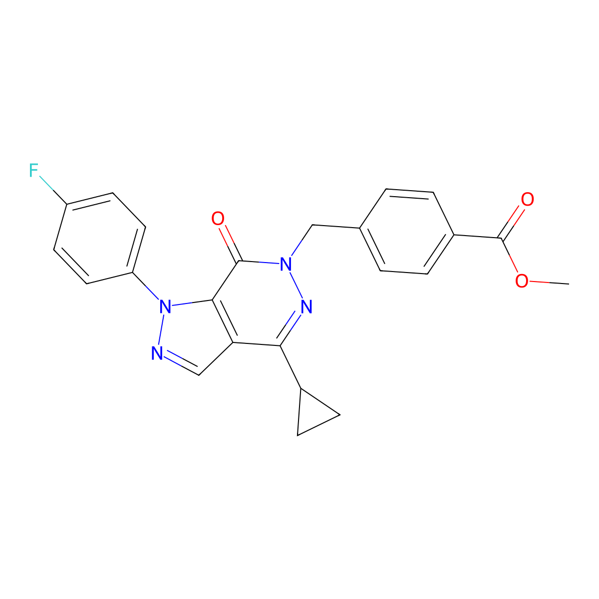 methyl 4-((4-cyclopropyl-1-(4-fluorophenyl)-7-oxo-1H-pyrazolo[3,4-d]pyridazin-6(7H)-yl)methyl)benzoate molecular structure, CAS 1105202-06-9