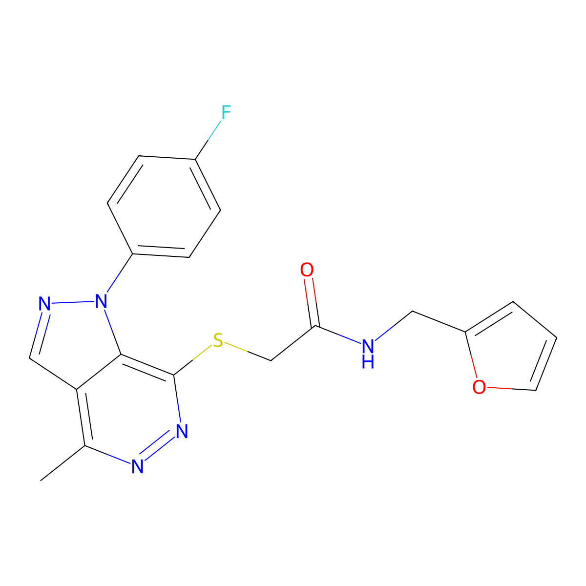 2-((1-(4-fluorophenyl)-4-methyl-1H-pyrazolo[3,4-d]pyridazin-7-yl)thio)-N-(furan-2-ylmethyl)acetamide molecular structure, CAS 1105202-12-7