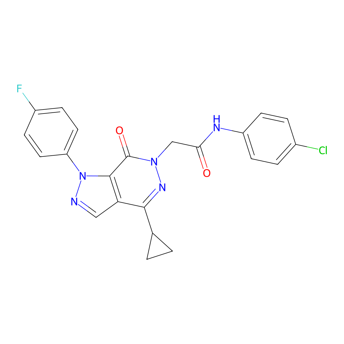 N-(4-chlorophenyl)-2-(4-cyclopropyl-1-(4-fluorophenyl)-7-oxo-1H-pyrazolo[3,4-d]pyridazin-6(7H)-yl)acetamide molecular structure, CAS 1105202-13-8