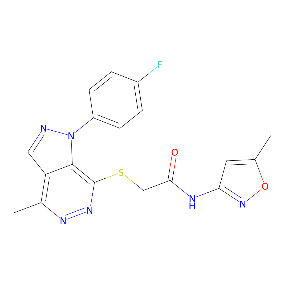 2-((1-(4-fluorophenyl)-4-methyl-1H-pyrazolo[3,4-d]pyridazin-7-yl)thio)-N-(5-methylisoxazol-3-yl)acetamide molecular structure, CAS 1105202-19-4