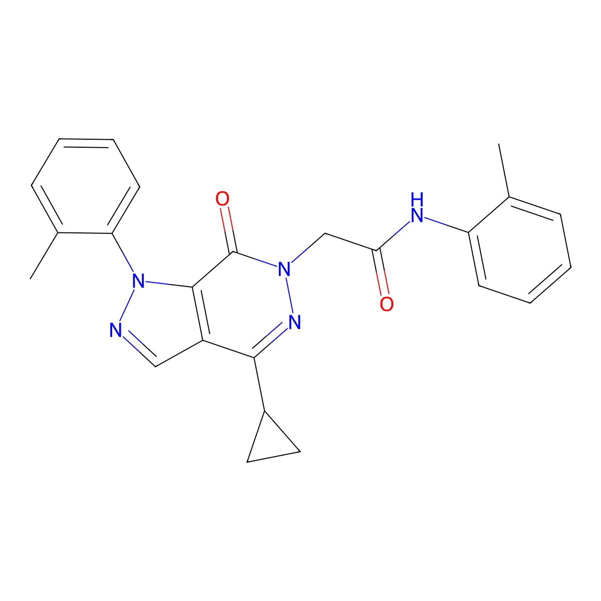 2-[4-cyclopropyl-1-(2-methylphenyl)-7-oxo-1H,6H,7H-pyrazolo[3,4-d]pyridazin-6-yl]-N-(2-methylphenyl)acetamide molecular structure, CAS 1105202-27-4