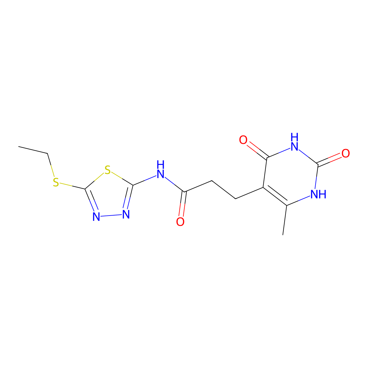 N-(5-(ethylthio)-1,3,4-thiadiazol-2-yl)-3-(6-methyl-2,4-dioxo-1,2,3,4-tetrahydropyrimidin-5-yl)propanamide molecular structure, CAS 1105202-28-5