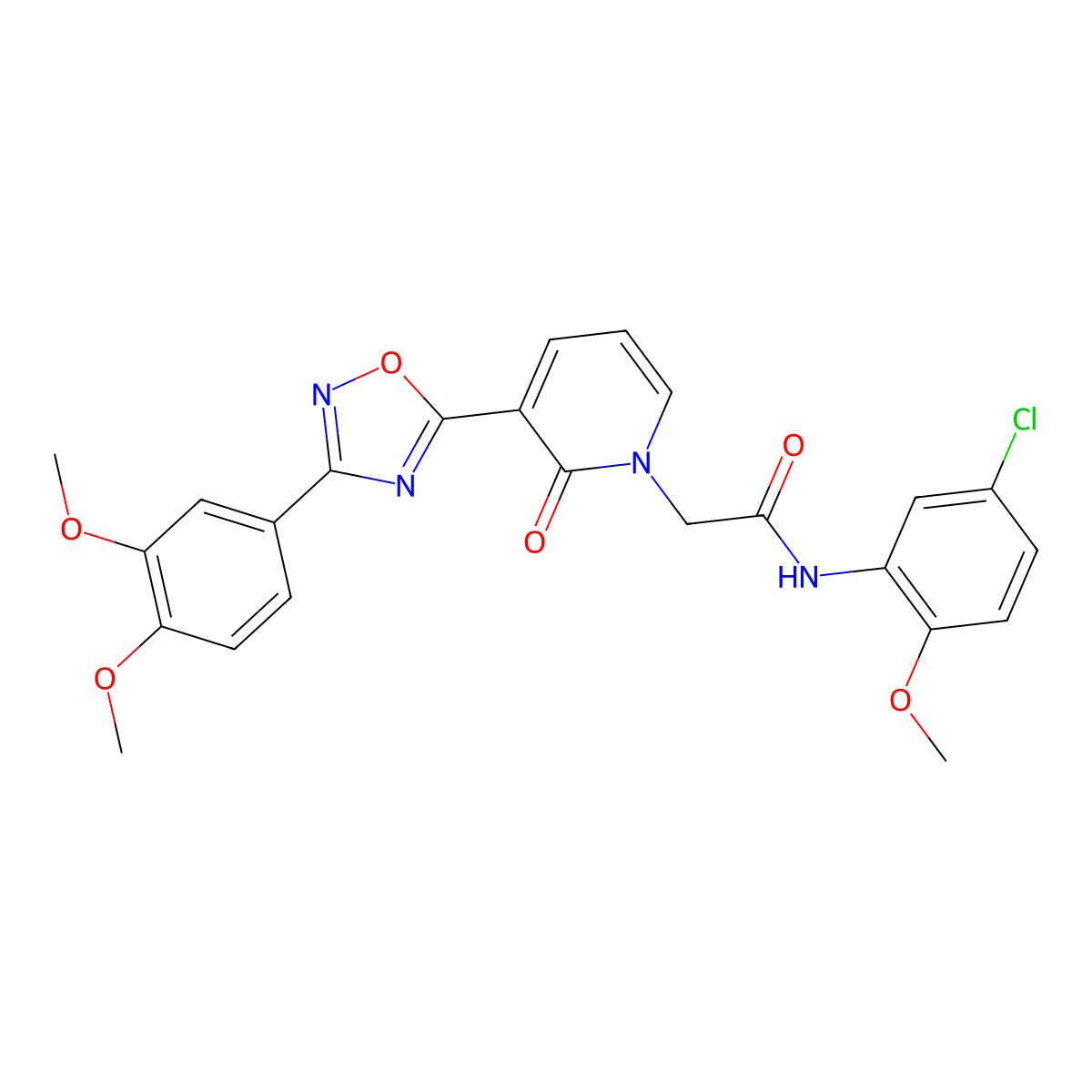 N-(5-chloro-2-methoxyphenyl)-2-[3-[3-(3,4-dimethoxyphenyl)-1,2,4-oxadiazol-5-yl]-2-oxopyridin-1(2H)-yl]acetamide molecular structure, CAS 1105202-30-9