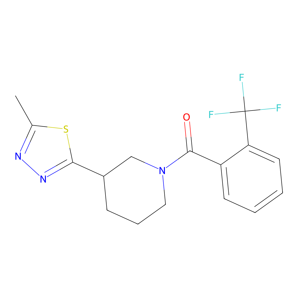 (3-(5-Methyl-1,3,4-thiadiazol-2-yl)piperidin-1-yl)(2-(trifluoromethyl)phenyl)methanone molecular structure, CAS 1105202-36-5
