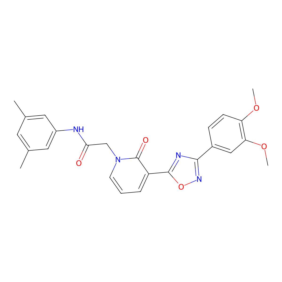 2-(3-(3-(3,4-dimethoxyphenyl)-1,2,4-oxadiazol-5-yl)-2-oxopyridin-1(2H)-yl)-N-(3,5-dimethylphenyl)acetamide molecular structure, CAS 1105202-37-6