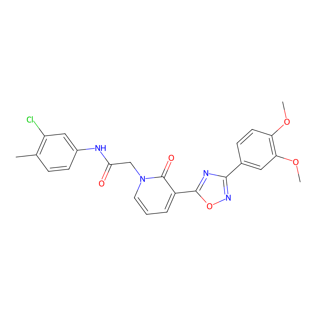 N-(3-chloro-4-methylphenyl)-2-[3-[3-(3,4-dimethoxyphenyl)-1,2,4-oxadiazol-5-yl]-2-oxopyridin-1(2H)-yl]acetamide molecular structure, CAS 1105202-44-5