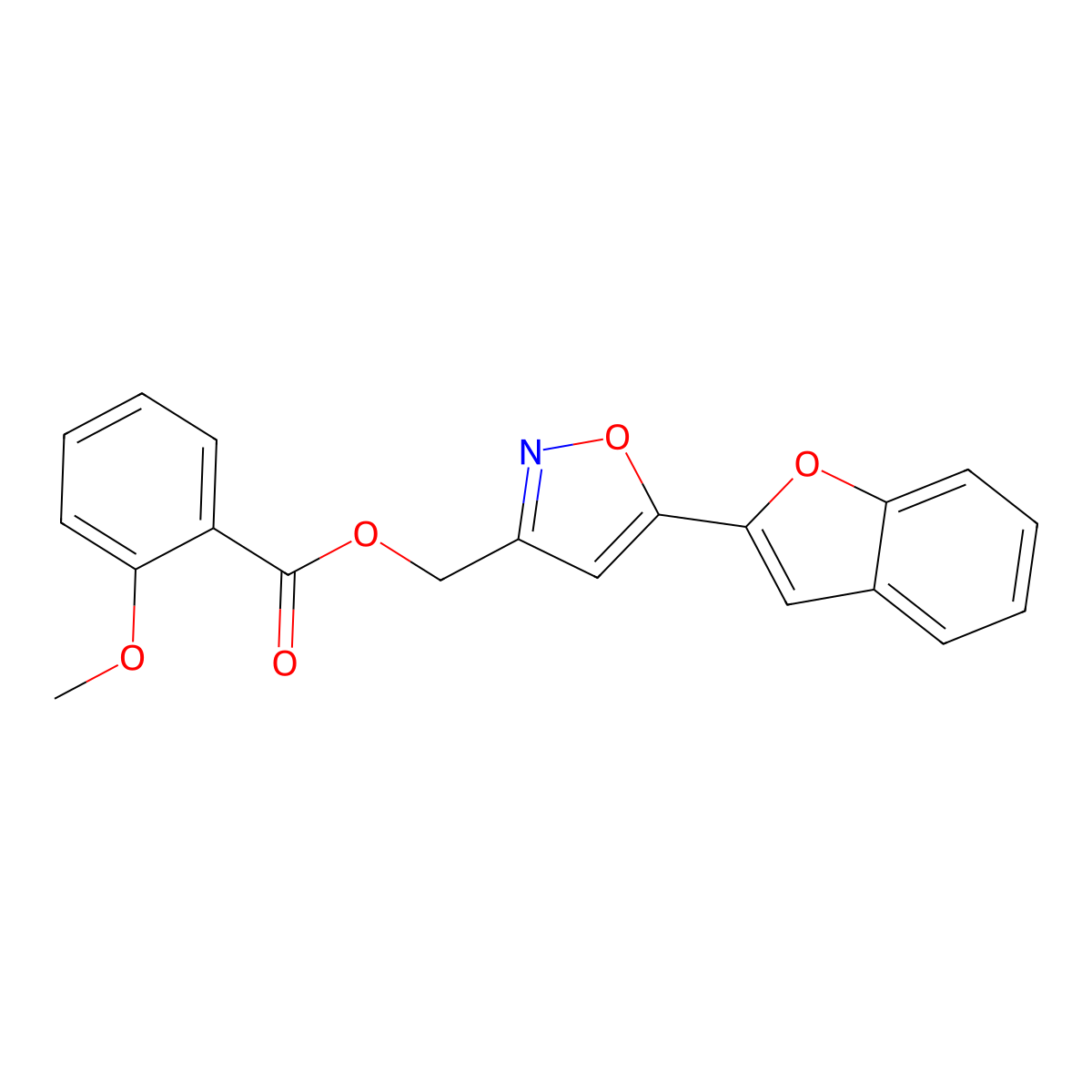 (5-(Benzofuran-2-yl)isoxazol-3-yl)methyl 2-methoxybenzoate molecular structure, CAS 1105202-46-7
