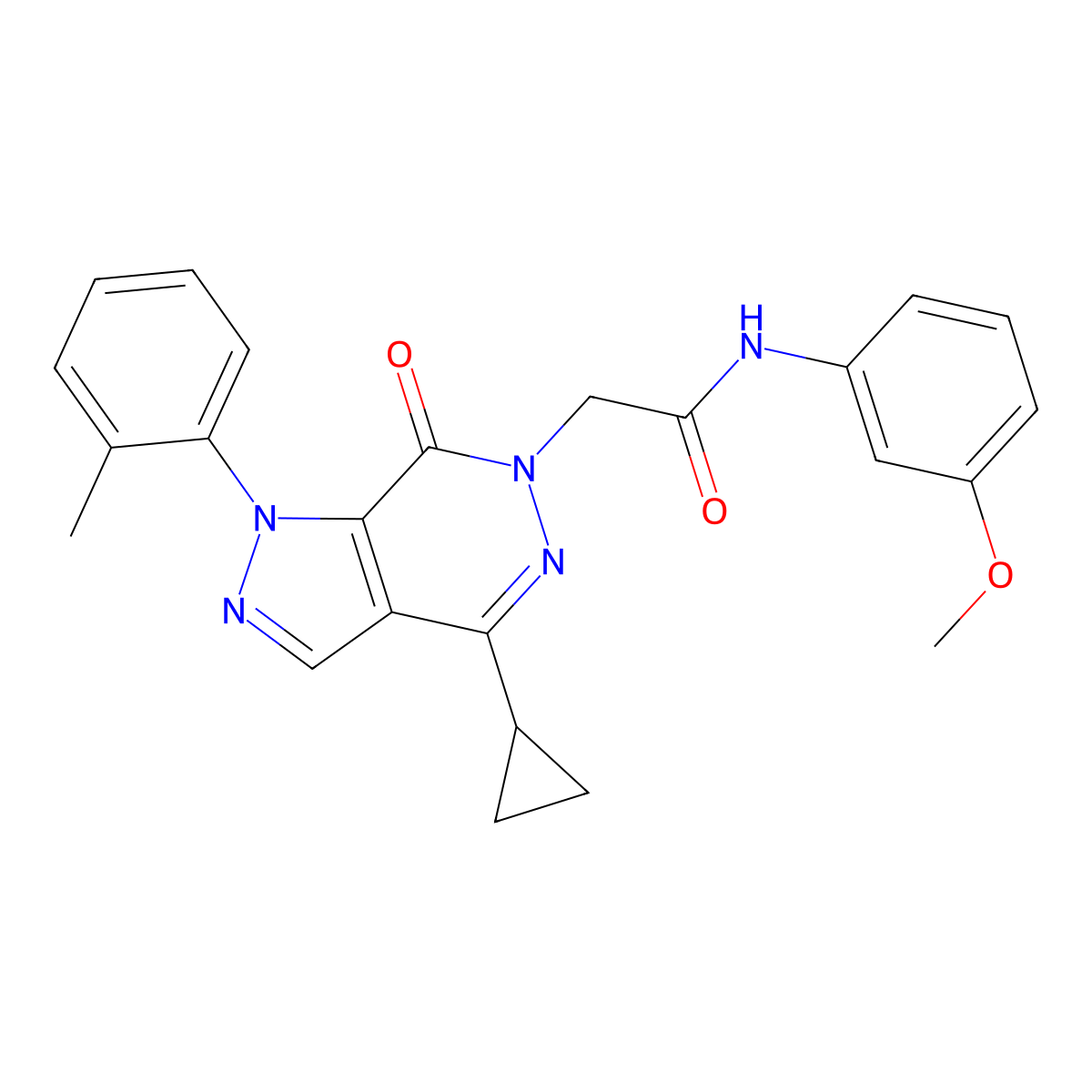 2-(4-cyclopropyl-7-oxo-1-(o-tolyl)-1H-pyrazolo[3,4-d]pyridazin-6(7H)-yl)-N-(3-methoxyphenyl)acetamide molecular structure, CAS 1105202-48-9
