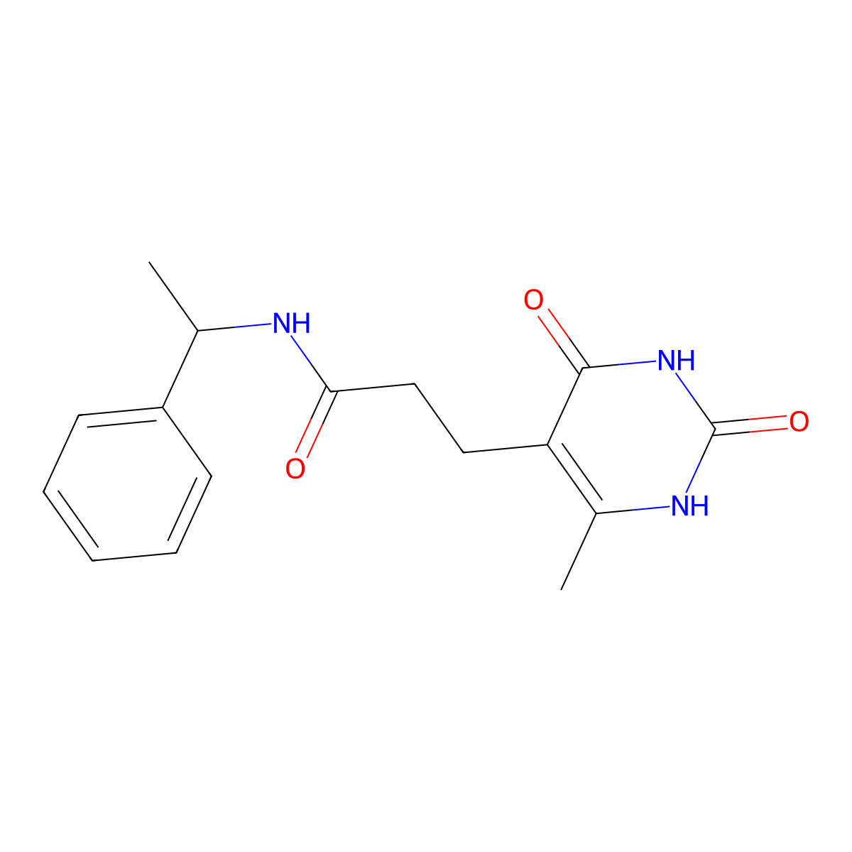 3-(6-methyl-2,4-dioxo-1,2,3,4-tetrahydropyrimidin-5-yl)-N-(1-phenylethyl)propanamide molecular structure, CAS 1105202-49-0
