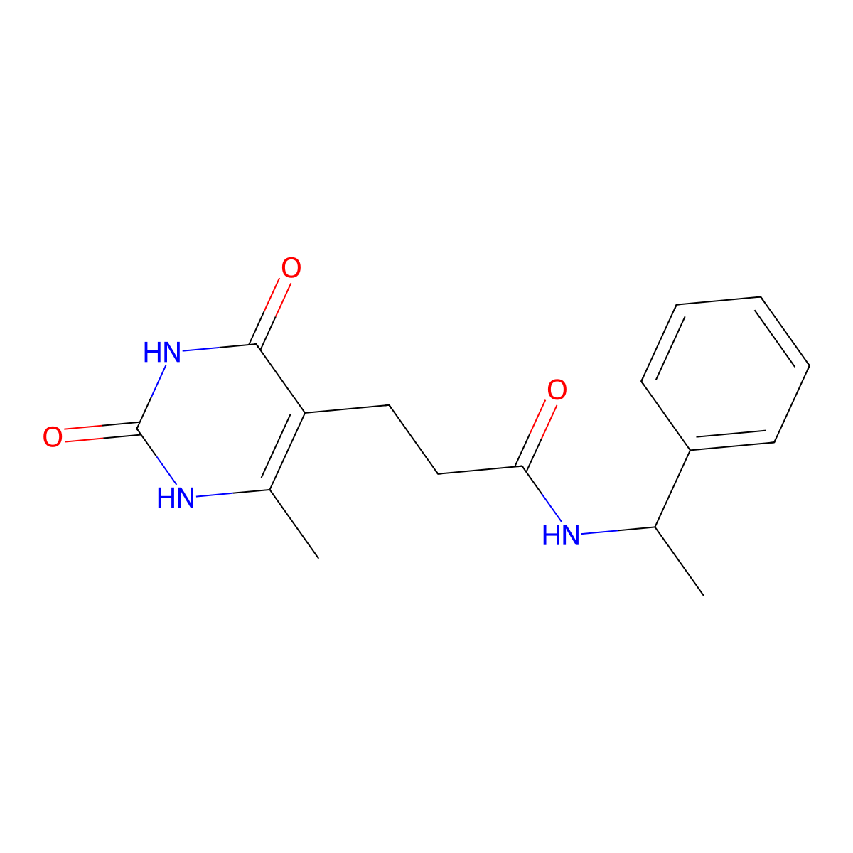 3-(6-methyl-2,4-dioxo-1,2,3,4-tetrahydropyrimidin-5-yl)-N-(1-phenylethyl)propanamide molecular structure, CAS 1105202-49-0