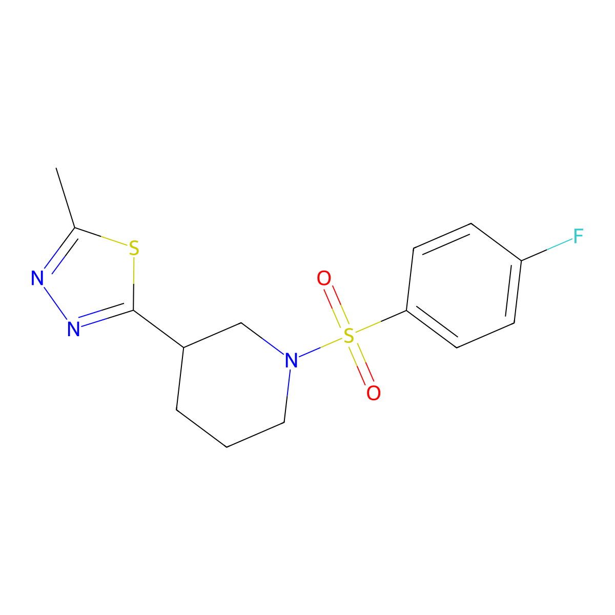 2-(1-((4-Fluorophenyl)sulfonyl)piperidin-3-yl)-5-methyl-1,3,4-thiadiazole molecular structure, CAS 1105202-50-3