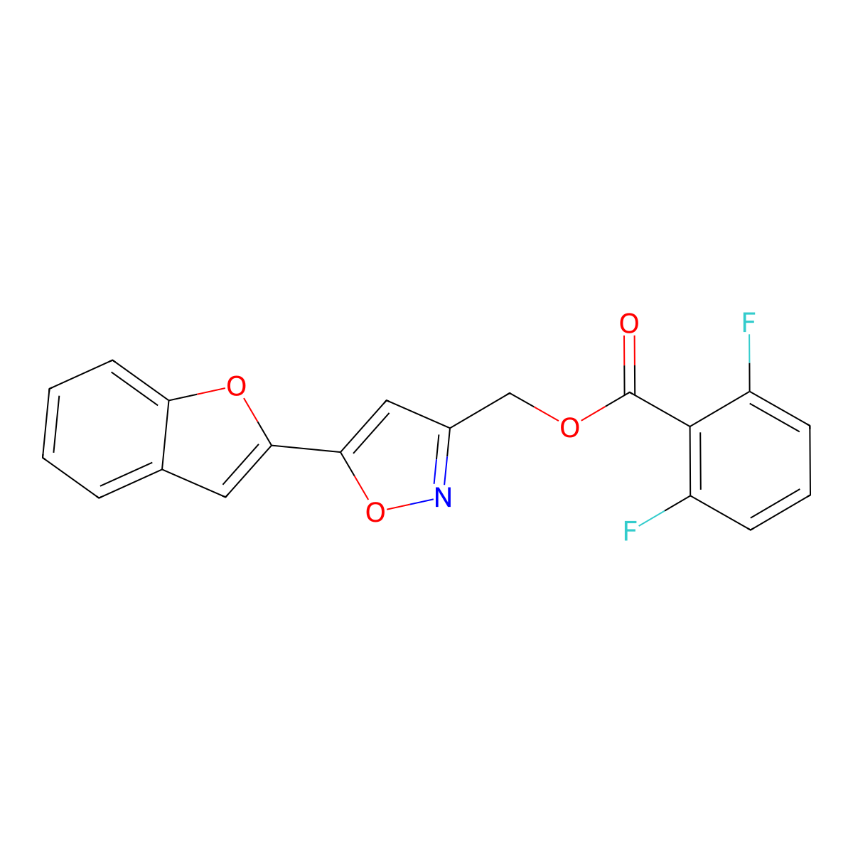 (5-(Benzofuran-2-yl)isoxazol-3-yl)methyl 2,6-difluorobenzoate molecular structure, CAS 1105202-53-6