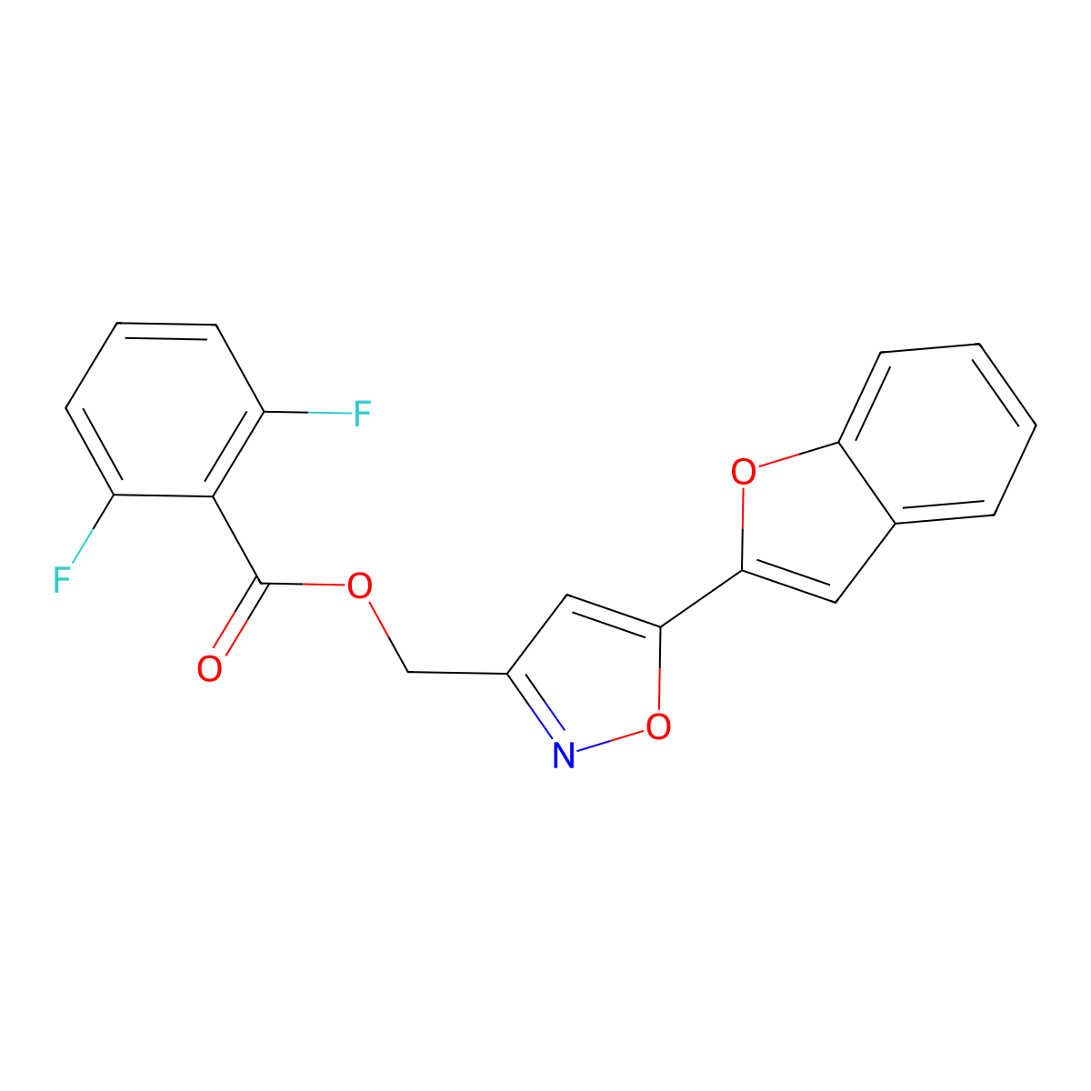 (5-(Benzofuran-2-yl)isoxazol-3-yl)methyl 2,6-difluorobenzoate molecular structure, CAS 1105202-53-6