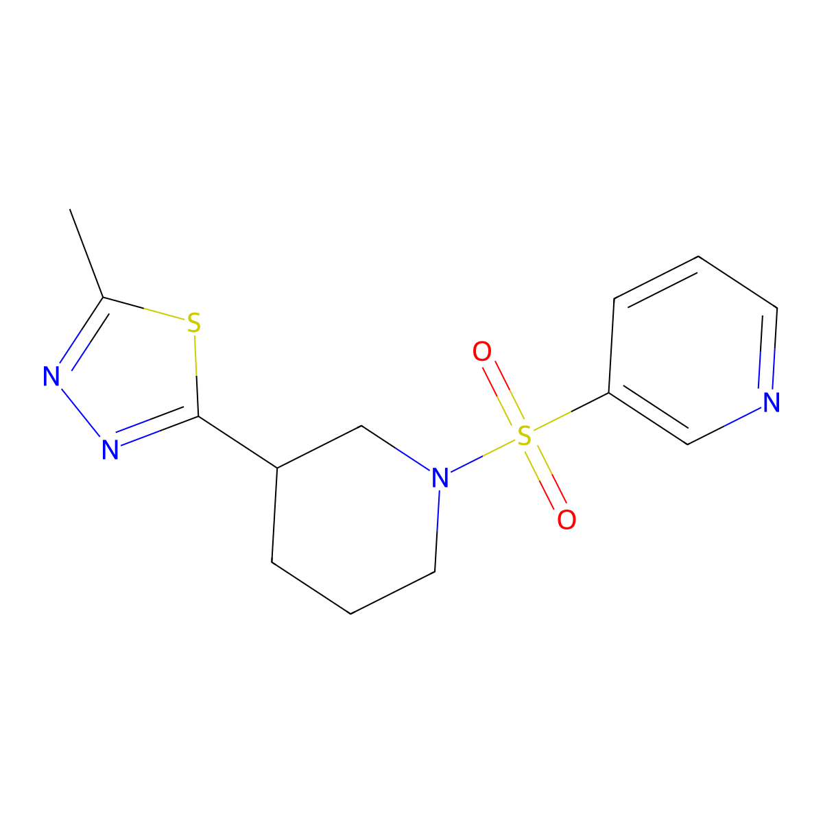 2-Methyl-5-(1-(pyridin-3-ylsulfonyl)piperidin-3-yl)-1,3,4-thiadiazole molecular structure, CAS 1105202-57-0