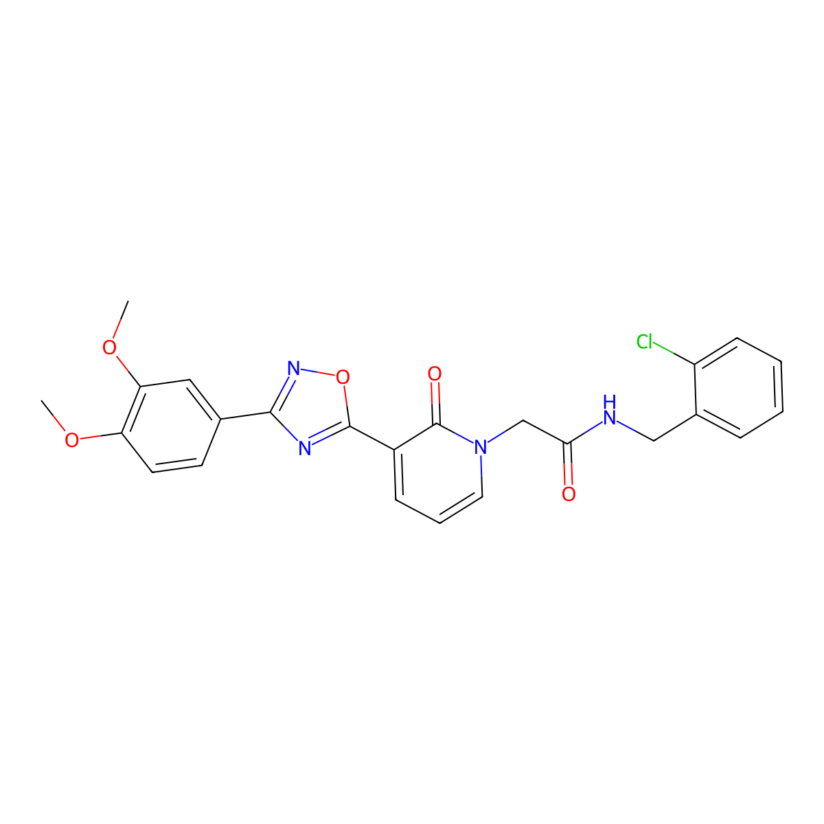 N-(2-chlorobenzyl)-2-(3-(3-(3,4-dimethoxyphenyl)-1,2,4-oxadiazol-5-yl)-2-oxopyridin-1(2H)-yl)acetamide molecular structure, CAS 1105202-65-0
