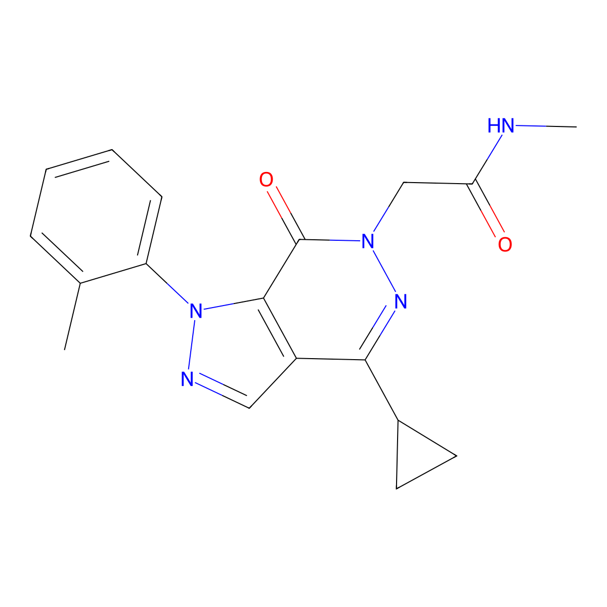 2-[4-cyclopropyl-1-(2-methylphenyl)-7-oxo-1H,6H,7H-pyrazolo[3,4-d]pyridazin-6-yl]-N-methylacetamide molecular structure, CAS 1105202-69-4