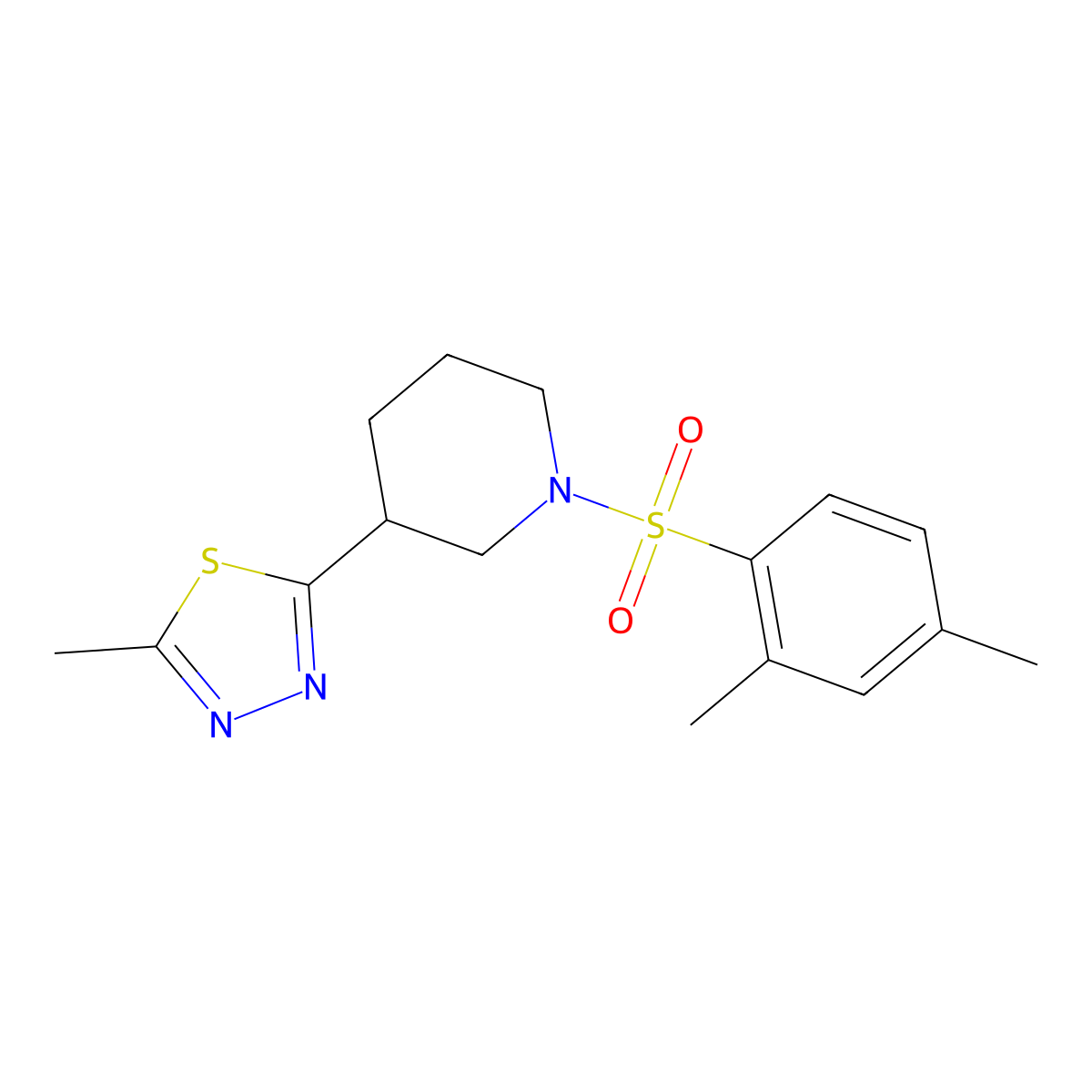 2-(1-((2,4-Dimethylphenyl)sulfonyl)piperidin-3-yl)-5-methyl-1,3,4-thiadiazole molecular structure, CAS 1105202-78-5