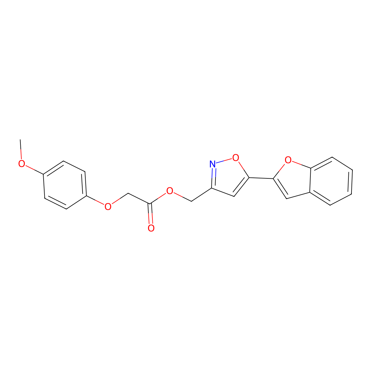 (5-(Benzofuran-2-yl)isoxazol-3-yl)methyl 2-(4-methoxyphenoxy)acetate molecular structure, CAS 1105202-81-0