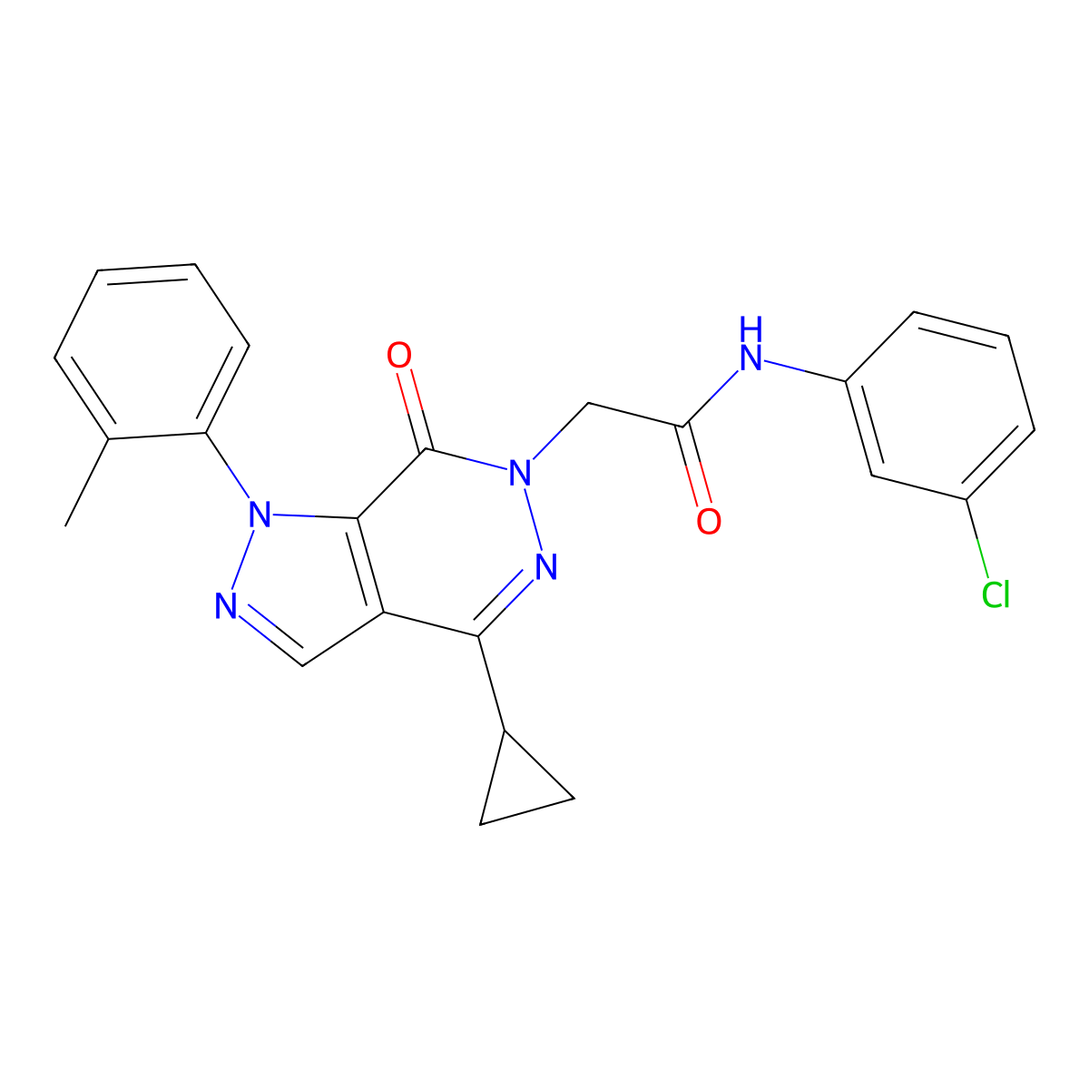N-(3-chlorophenyl)-2-[4-cyclopropyl-1-(2-methylphenyl)-7-oxopyrazolo[3,4-d]pyridazin-6-yl]acetamide molecular structure, CAS 1105202-83-2