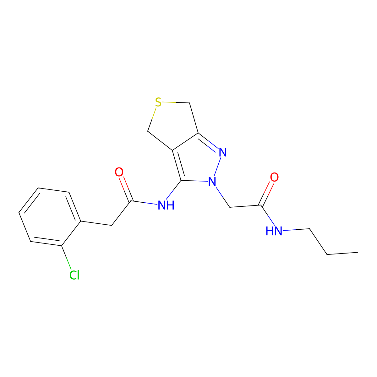 2-(2-chlorophenyl)-N-(2-(2-oxo-2-(propylamino)ethyl)-4,6-dihydro-2H-thieno[3,4-c]pyrazol-3-yl)acetamide molecular structure, CAS 1105202-87-6
