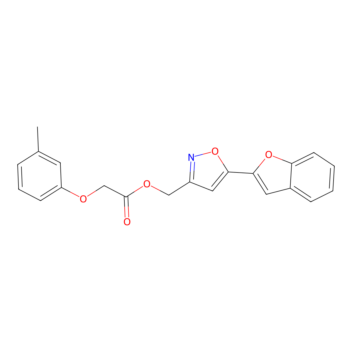(5-(Benzofuran-2-yl)isoxazol-3-yl)methyl 2-(m-tolyloxy)acetate molecular structure, CAS 1105202-88-7