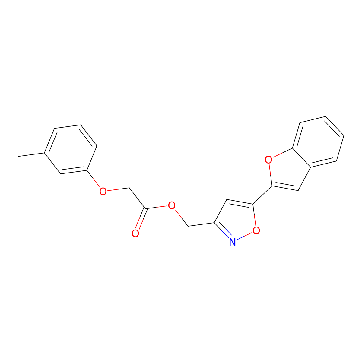 (5-(Benzofuran-2-yl)isoxazol-3-yl)methyl 2-(m-tolyloxy)acetate molecular structure, CAS 1105202-88-7