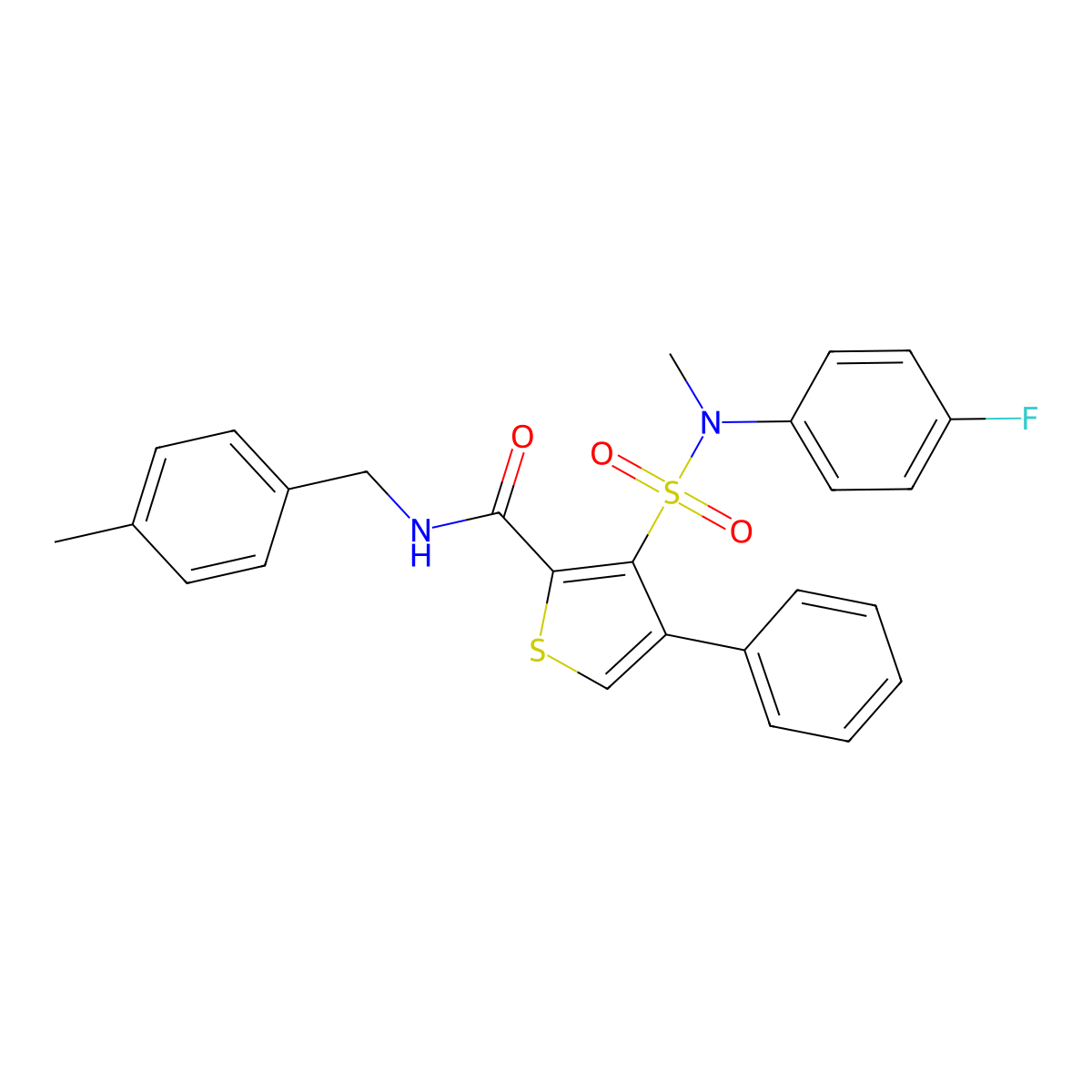 3-[(4-fluorophenyl)(methyl)sulfamoyl]-N-(4-methylbenzyl)-4-phenylthiophene-2-carboxamide molecular structure, CAS 1105202-93-4