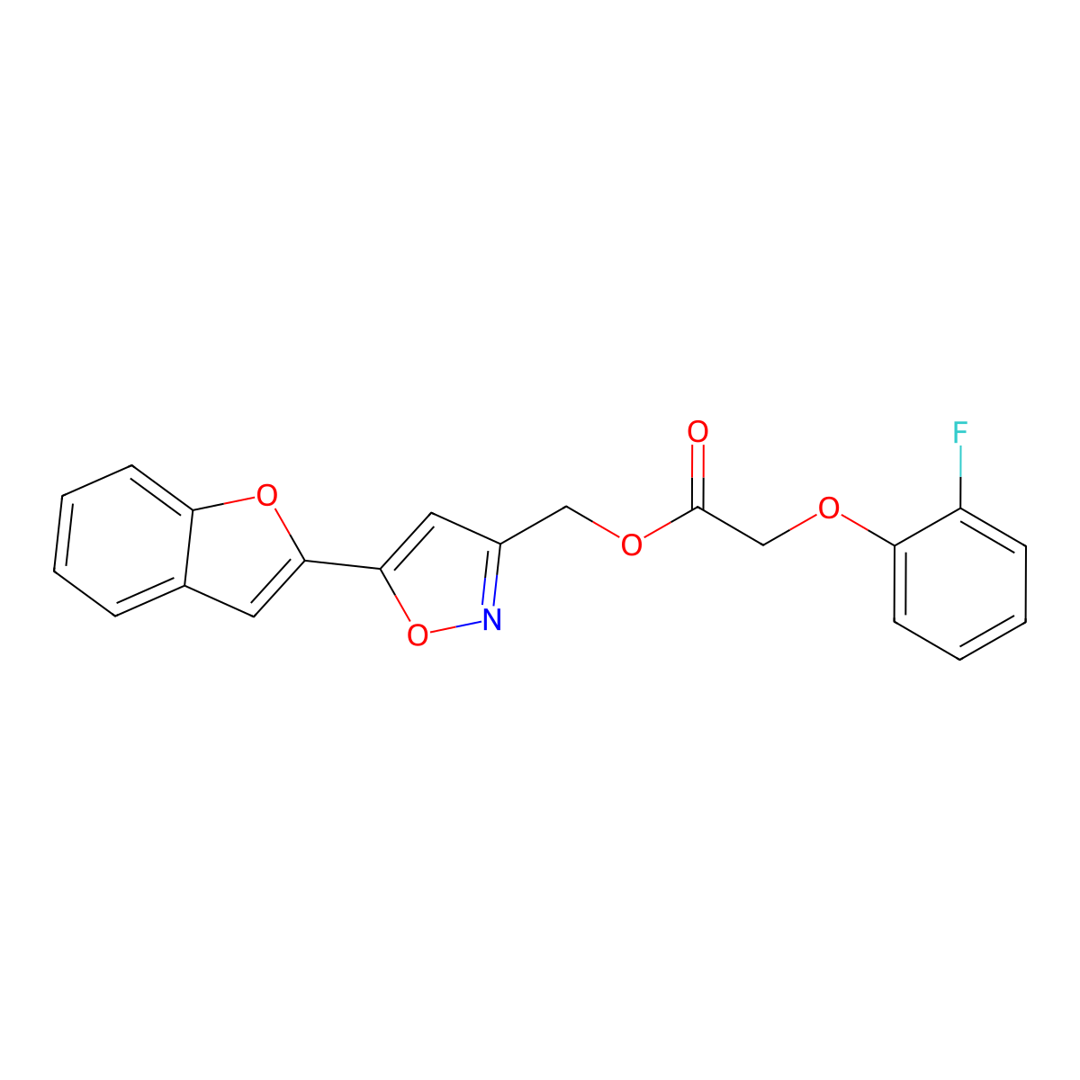 (5-(Benzofuran-2-yl)isoxazol-3-yl)methyl 2-(2-fluorophenoxy)acetate molecular structure, CAS 1105202-95-6