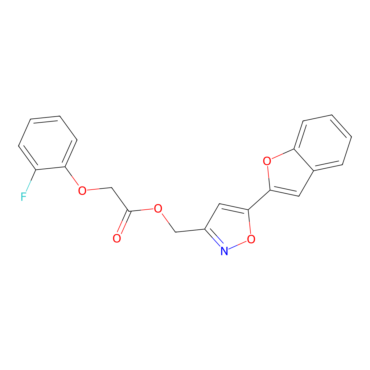 (5-(Benzofuran-2-yl)isoxazol-3-yl)methyl 2-(2-fluorophenoxy)acetate molecular structure, CAS 1105202-95-6