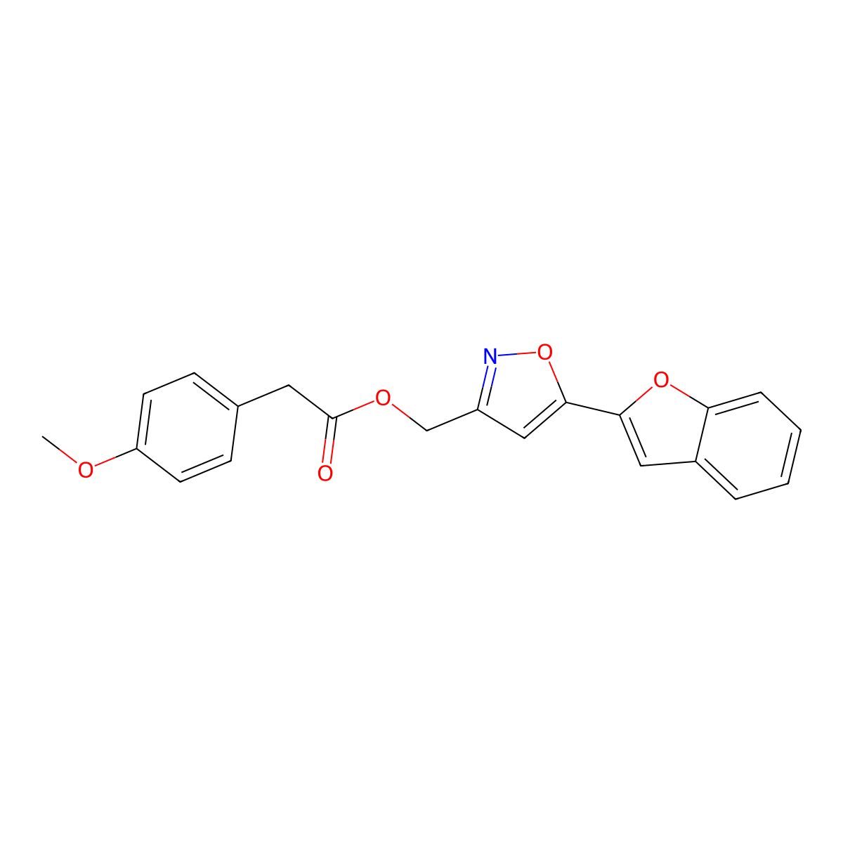 (5-(Benzofuran-2-yl)isoxazol-3-yl)methyl 2-(4-methoxyphenyl)acetate molecular structure, CAS 1105203-02-8
