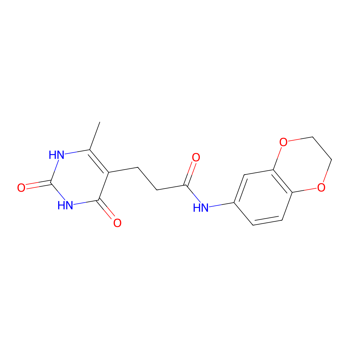 N-(2,3-dihydrobenzo[b][1,4]dioxin-6-yl)-3-(6-methyl-2,4-dioxo-1,2,3,4-tetrahydropyrimidin-5-yl)propanamide molecular structure, CAS 1105203-05-1
