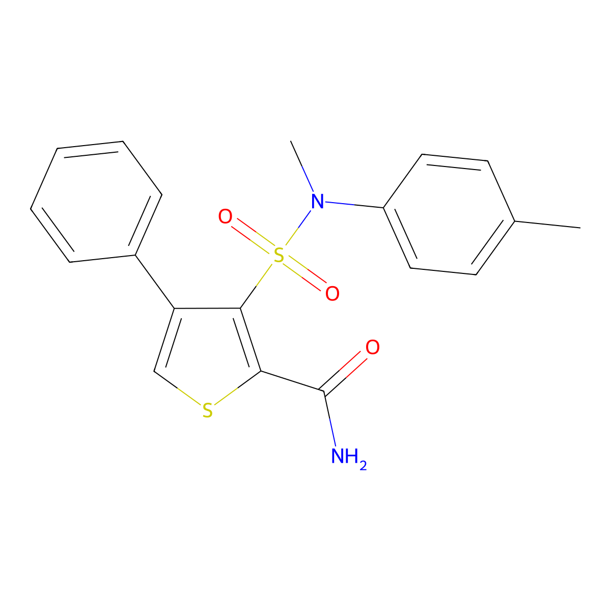 3-[Methyl(4-methylphenyl)sulfamoyl]-4-phenylthiophene-2-carboxamide molecular structure, CAS 1105203-07-3